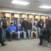 GCSAA students in Minnesota Twins locker room.